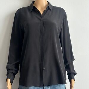 & Other Stories Black Button Down Silk Shirt Size 8